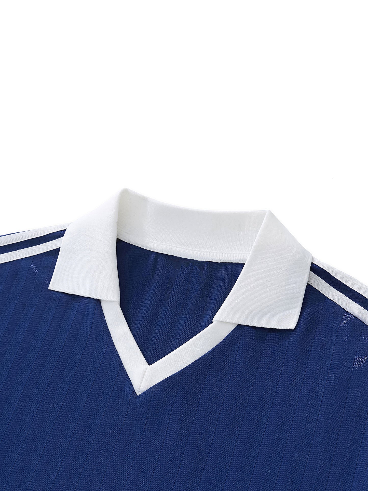 Contrast Collar Striped Soccer Jersey Navy