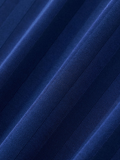 Contrast Collar Striped Soccer Jersey Navy