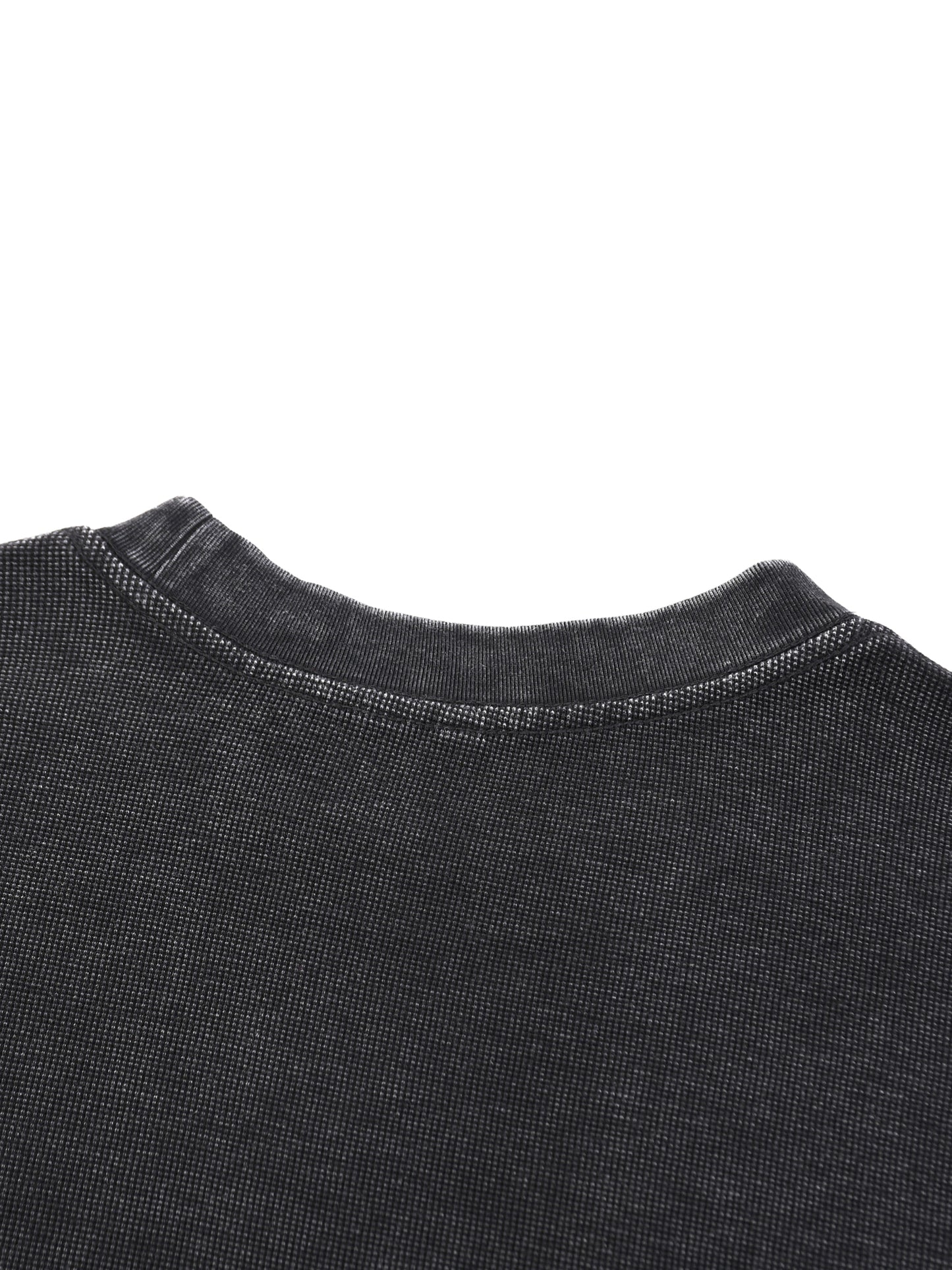 Mineral Wash Waffle Oversized Long Sleeve Black