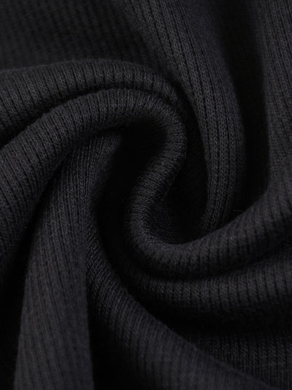 Mineral Wash Waffle Oversized Long Sleeve Black
