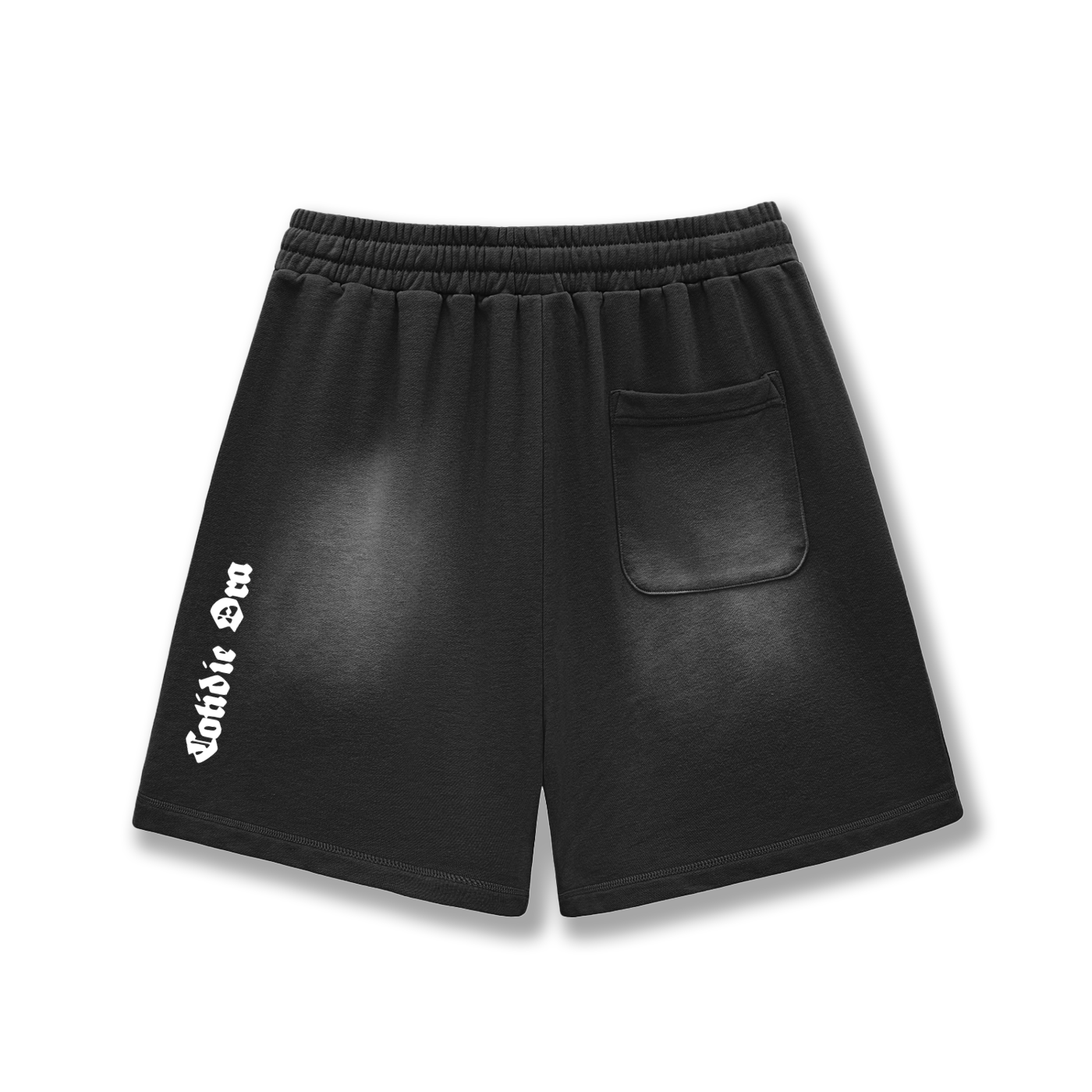 Sun Fade Raw Edge Cotton Shorts Black