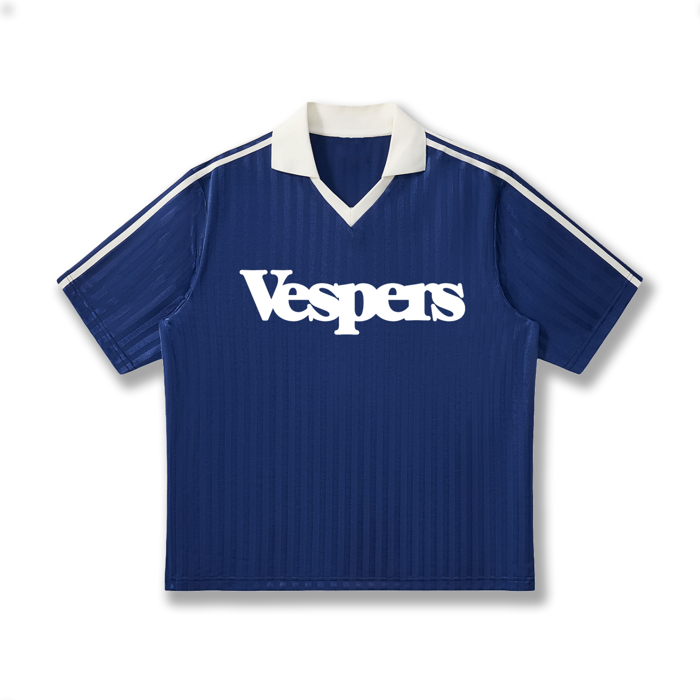 Contrast Collar Striped Soccer Jersey Navy
