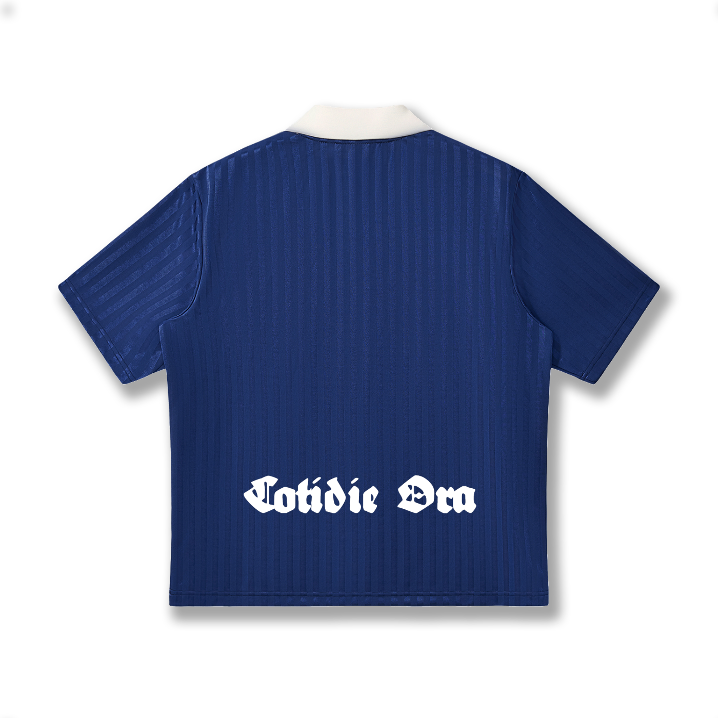 Contrast Collar Striped Soccer Jersey Navy