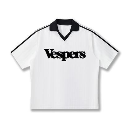 Contrast Collar Striped Soccer Jersey White