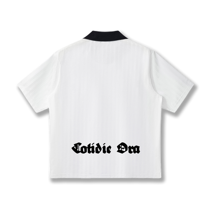 Contrast Collar Striped Soccer Jersey White