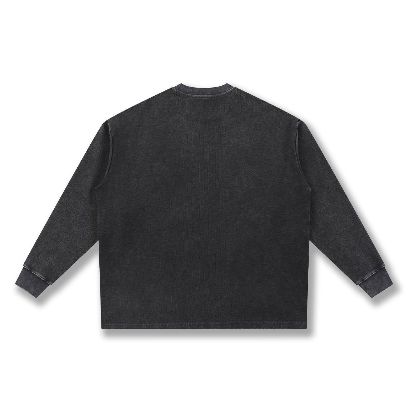 Mineral Wash Waffle Oversized Long Sleeve Black